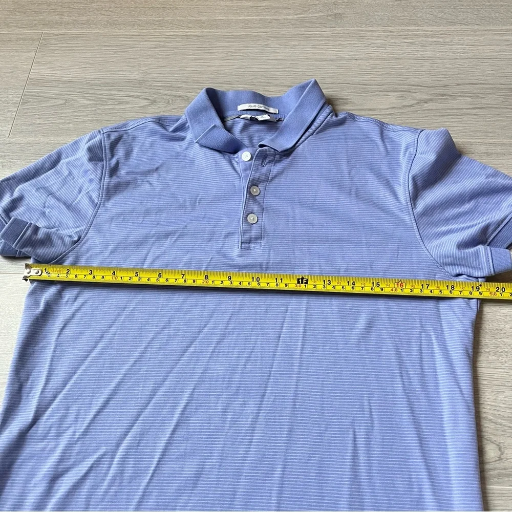 Calvin Klein Men’s Blue Polo Shirt Striped Cotton Medium EUC